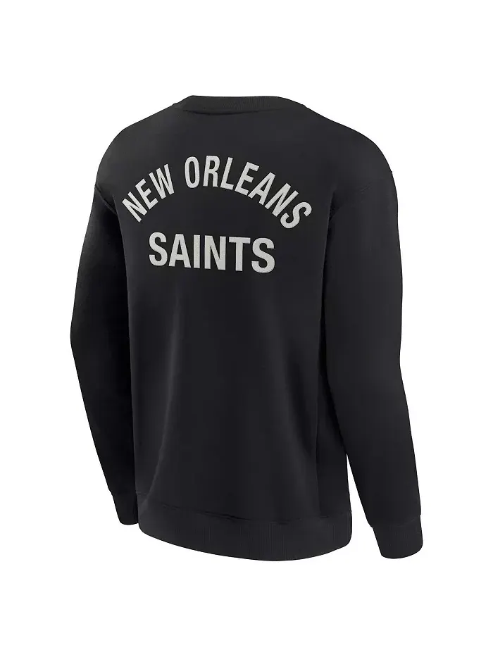 Мужская и женская черная супермягкая толстовка New Orleans Saints с круглым вырезом Fanatics — изображение 2 из 3