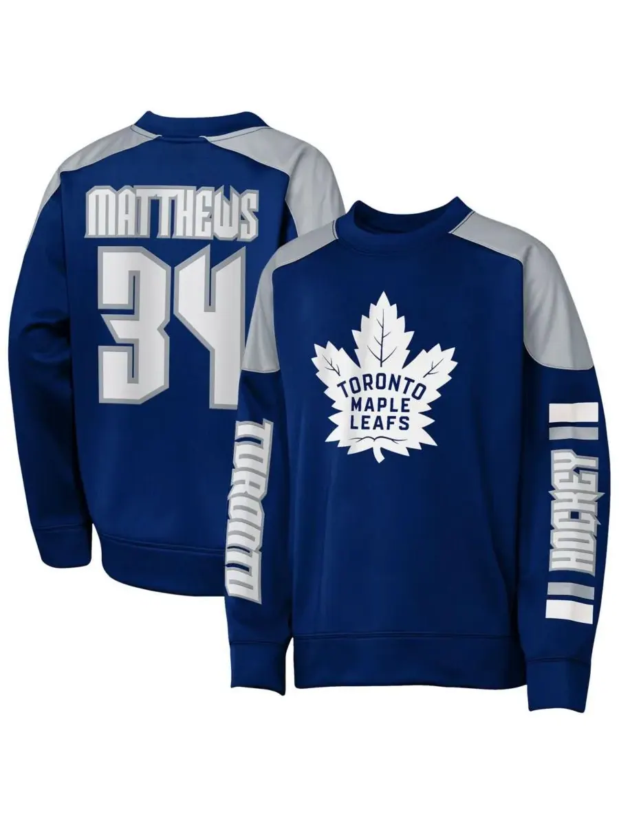 Outerstuff Толстовка с круглым вырезом "Big Boys and Girls Auston Matthews Blue Toronto Maple Leaf — изображение 1 из 3