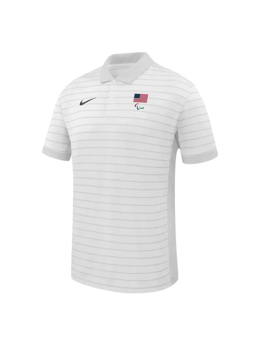 Nike Мужская белая поло-рубашка с полосками в честь победы команды Паралимпийских игр США — изображение 3 из 3, белый