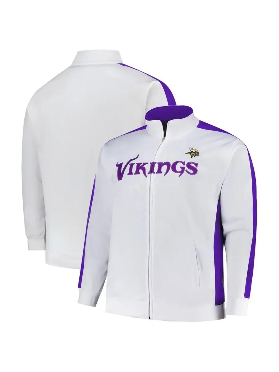 Fanatics Мужская белая спортивная куртка Minnesota Vikings большого размера на молнии из трикотажа — изображение 1 из 3