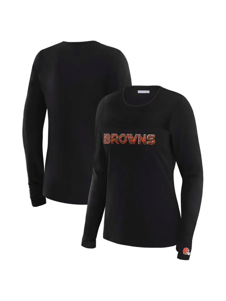WEAR by Erin Andrews Женская футболка с длинным рукавом x Gracie Hunt Black Cleveland Browns с — изображение 1 из 3, черный