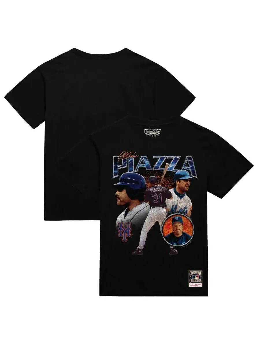 Mitchell & Ness Мужская черная футболка Mike Piazza New York Mets 2000 Subway Series 25th — изображение 1 из 3, черный