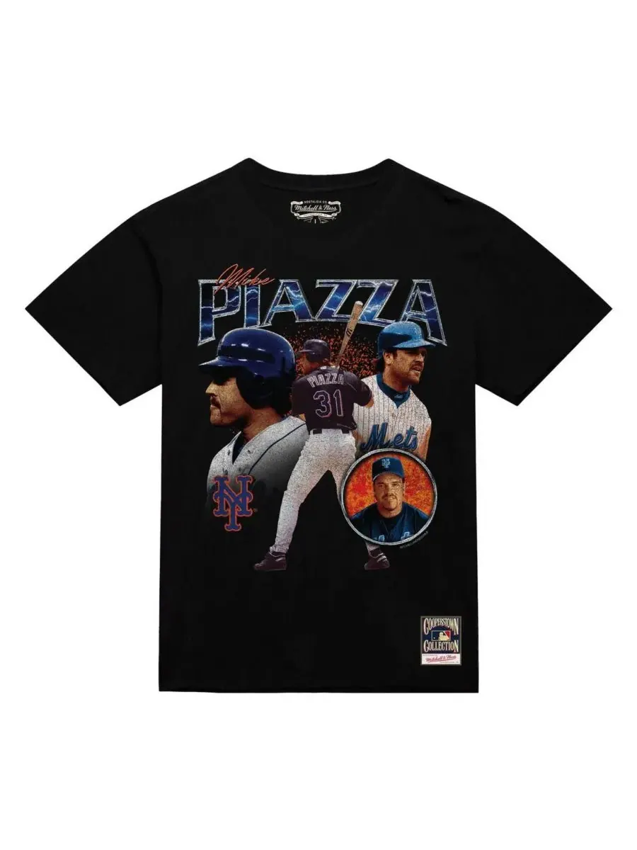 Mitchell & Ness Мужская черная футболка Mike Piazza New York Mets 2000 Subway Series 25th — изображение 3 из 3, черный
