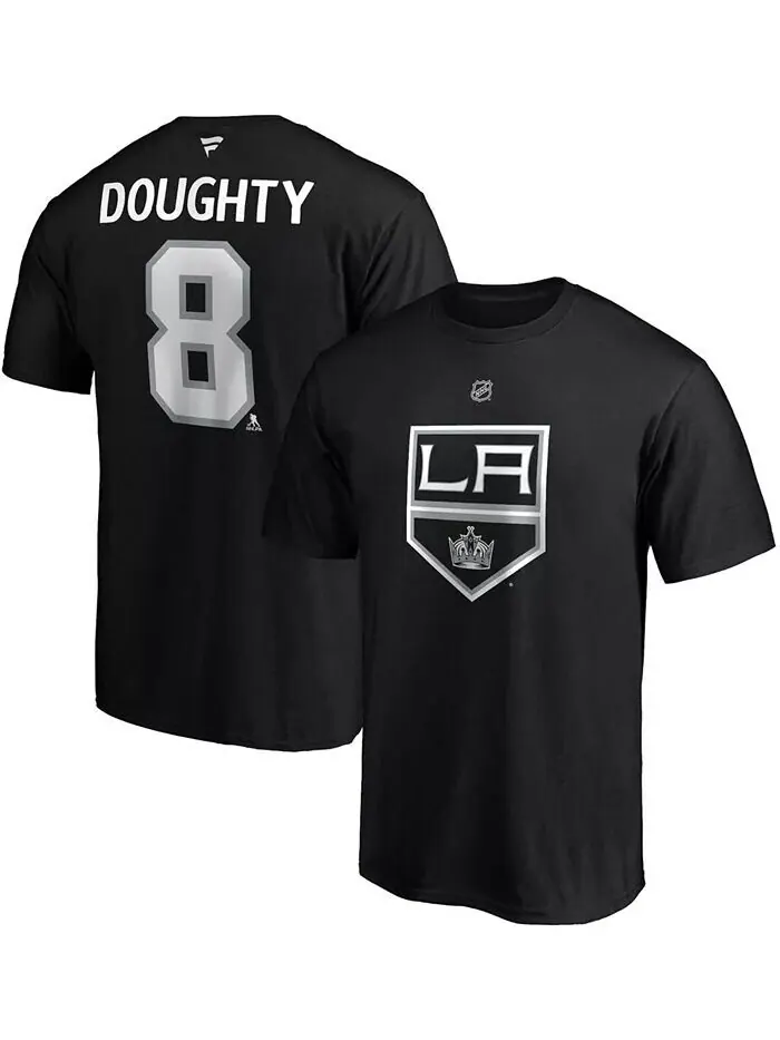 Мужская черная футболка с названием и номером команды Los Angeles Kings Drew Doughty Fanatics