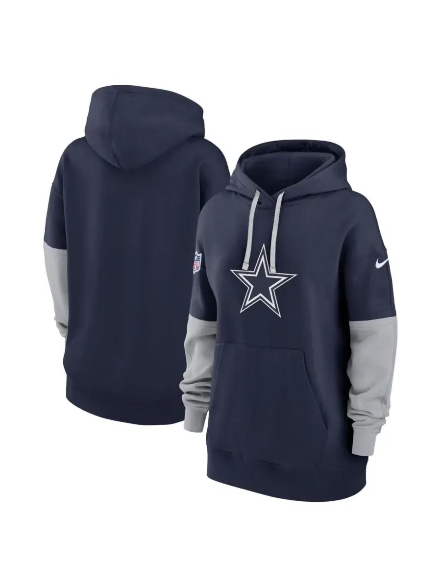 Nike Женская темно-синяя флисовая толстовка с капюшоном Dallas Cowboys 2024 Sideline Essential — изображение 1 из 3