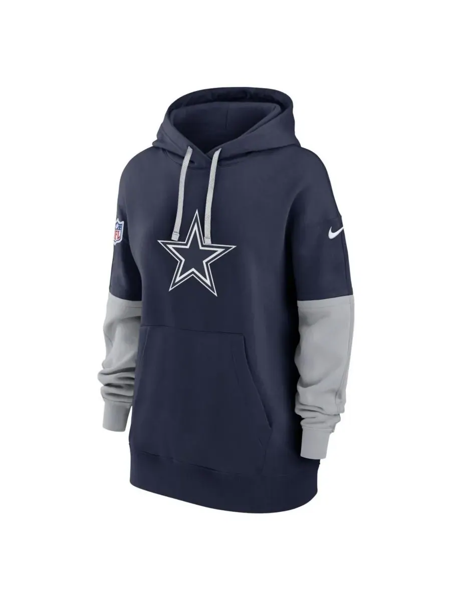 Nike Женская темно-синяя флисовая толстовка с капюшоном Dallas Cowboys 2024 Sideline Essential — изображение 2 из 3