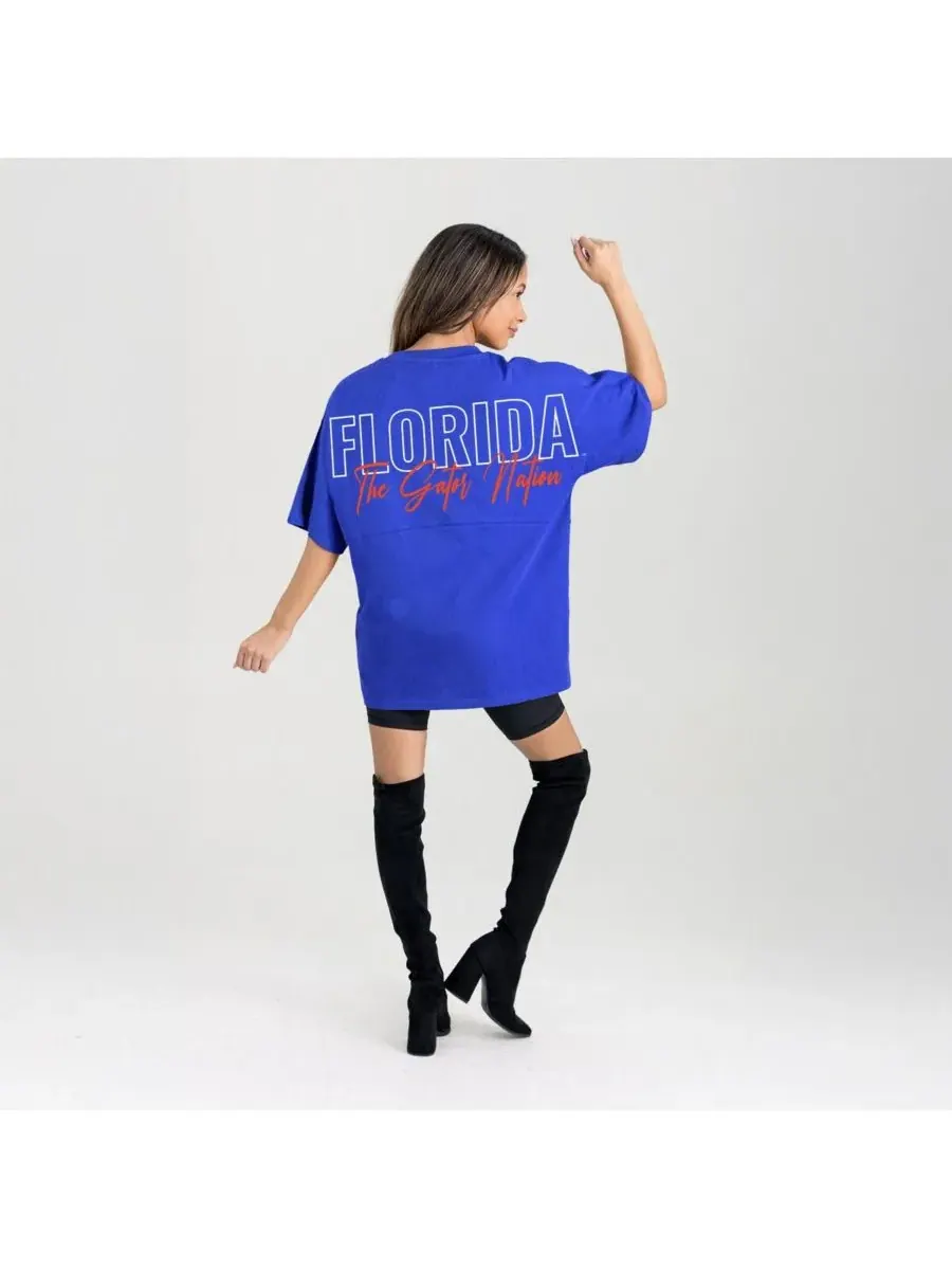 Женская футболка Royal Florida Gators Oversized Back at Ya Gameday Couture — изображение 4 из 5, королевский