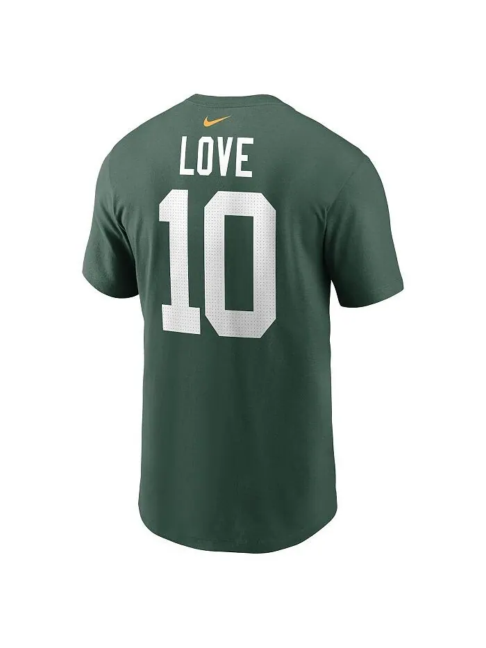 Мужская футболка Jordan Love Green Green Bay Packers с именем и номером игрока Nike — изображение 3 из 3, зеленый
