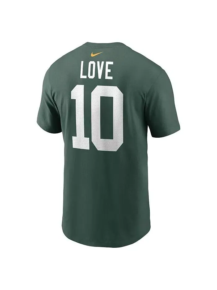 Мужская футболка Jordan Love Green Green Bay Packers с именем и номером игрока Nike — изображение 3 из 3