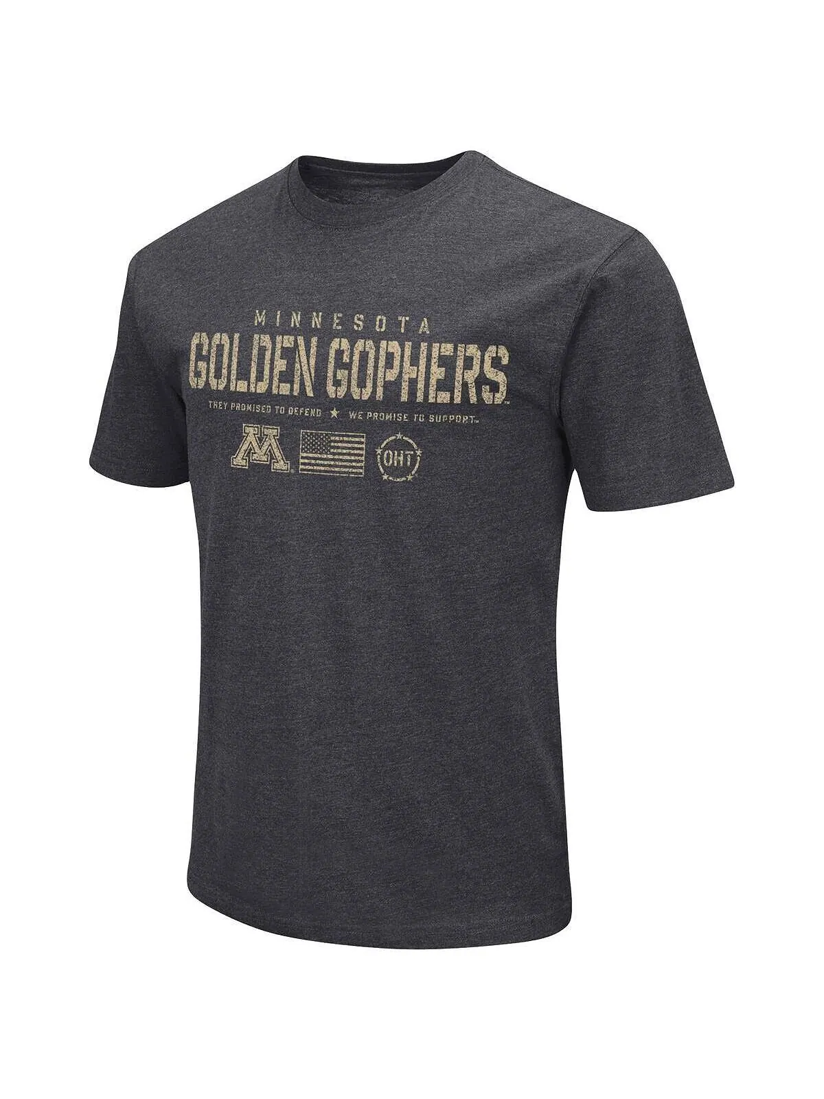Мужская футболка в стиле милитари с надписью «Heather Black Minnesota Golden Gophers Big and Tall — изображение 2 из 4