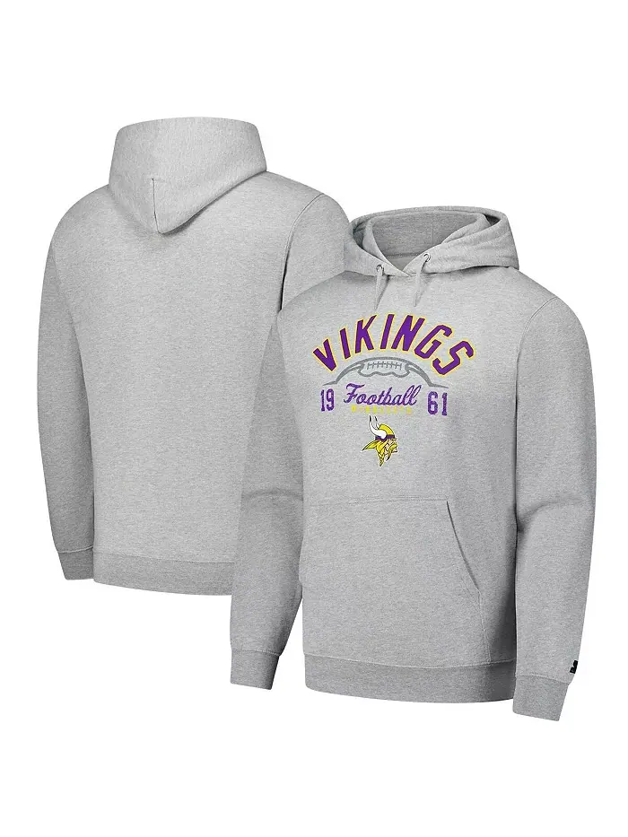 Мужская толстовка с капюшоном Minnesota Vikings в сером меланже Starter — изображение 1 из 3