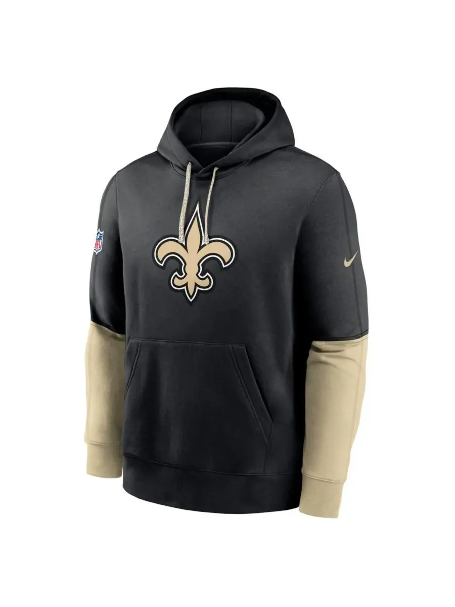 Nike Мужская черная толстовка с капюшоном New Orleans Saints 2024 Sideline Club — изображение 3 из 3, черный