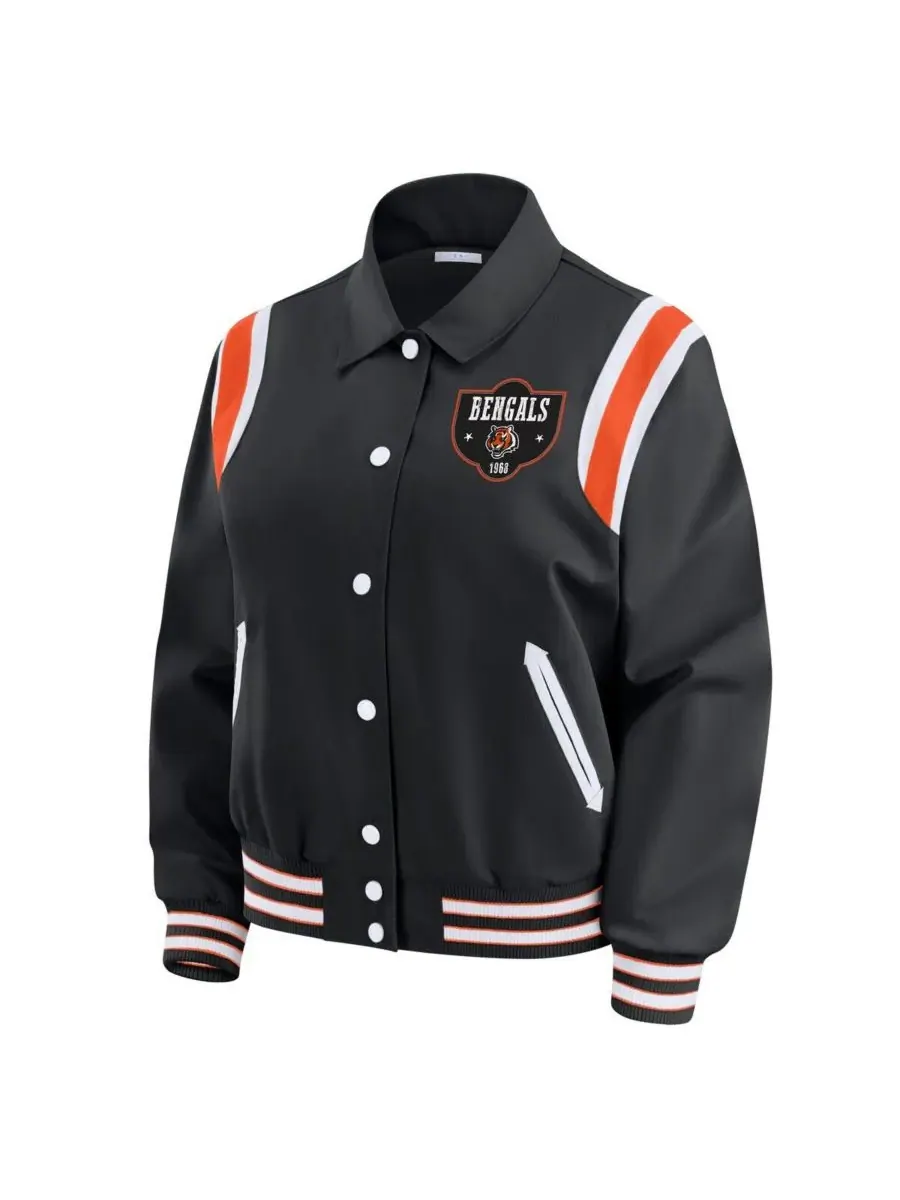 WEAR by Erin Andrews Женская черная легкая куртка-бомбер Cincinnati Bengals Varsity на кнопках — изображение 3 из 3, черный