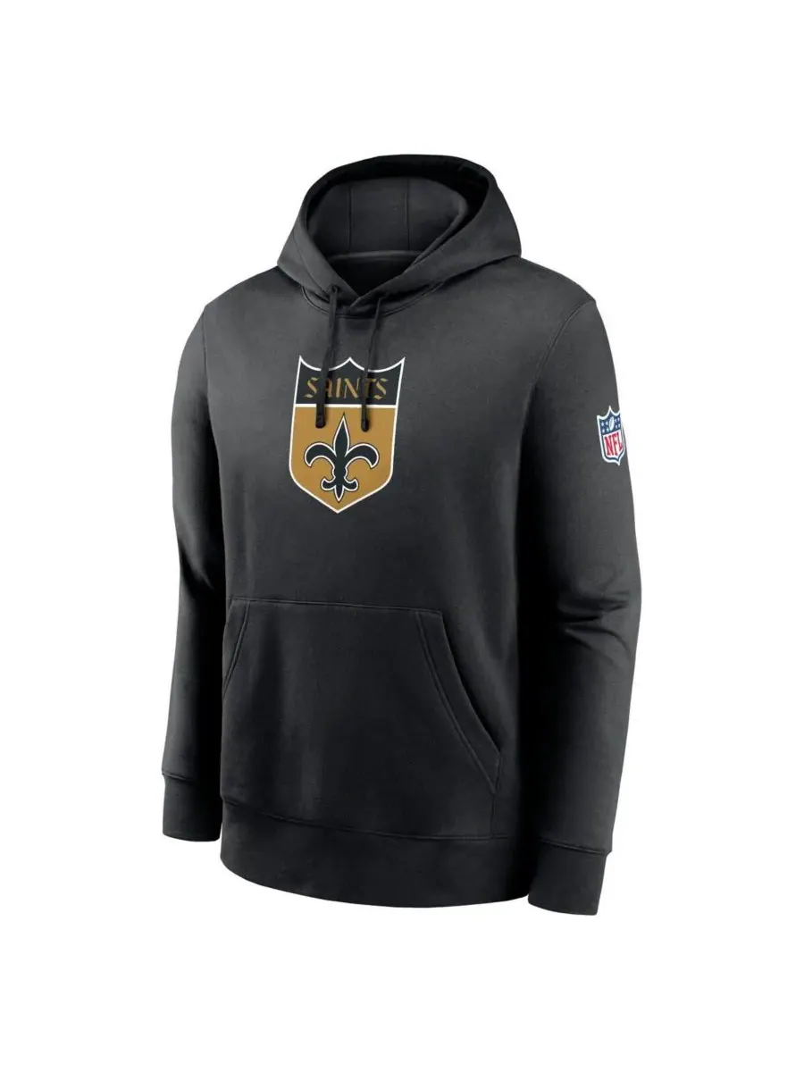 Nike Мужская черная толстовка с капюшоном New Orleans Saints 2023 Sideline Club Alternate Tri-Blend — изображение 2 из 3