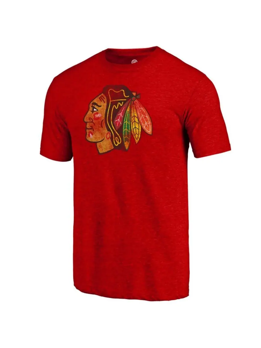 Fanatics Mto Label Мужская красная футболка Chicago Blackhawks из рваной ткани, смесовая ткань — изображение 3 из 3, красный