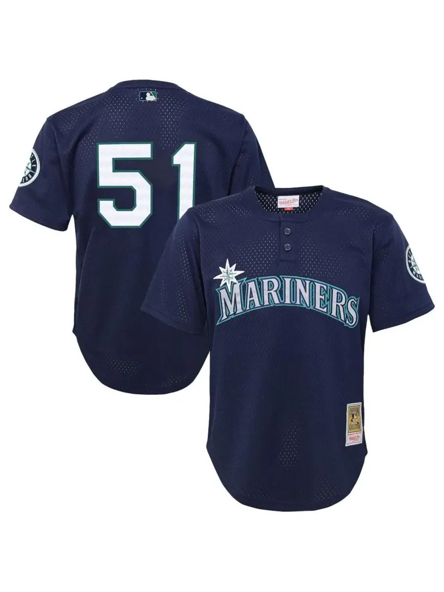 Mitchell & Ness Большая тренировочная майка для бейсбола Ichiro Suzuki Navy Seattle Mariners — изображение 1 из 3