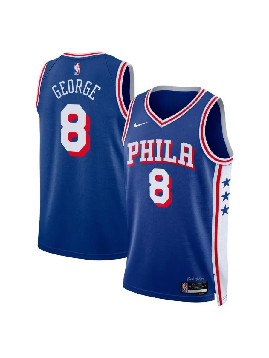 Мужская и женская майка Пола Джорджа Рояла из команды Philadelphia 76ers, пополнение межсезонья — изображение 1 из 3