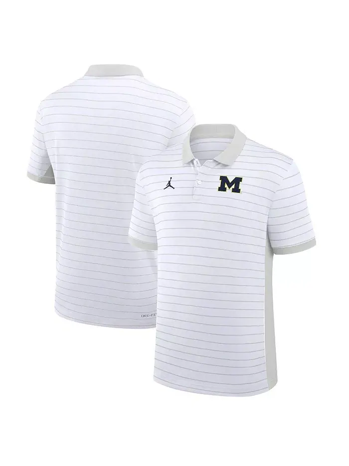 Мужская белая футболка-поло Michigan Wolverines 2025 Early Season Coaches Sideline Victory Stripe — изображение 1 из 3
