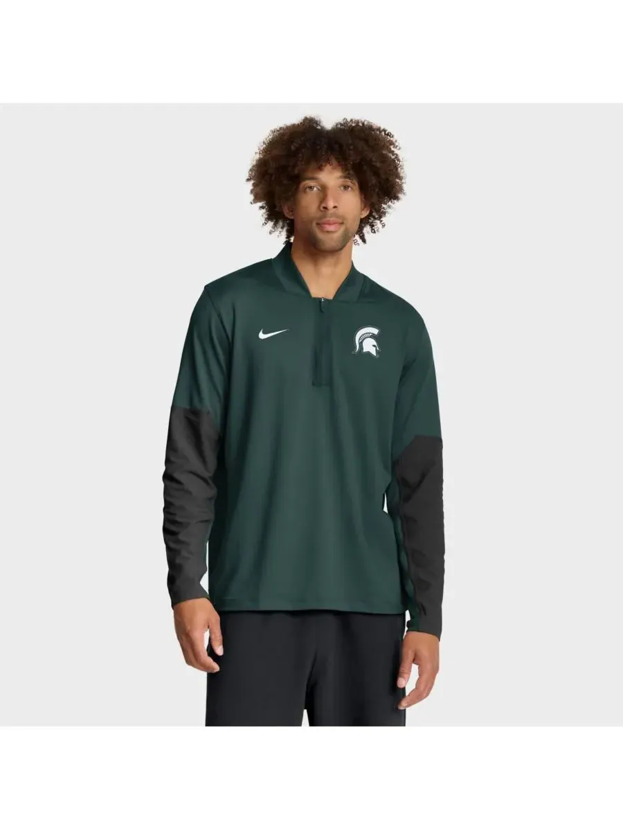 Nike Мужская зеленая толстовка с застежкой-молнией до середины груди Michigan State Spartans One — изображение 1 из 5