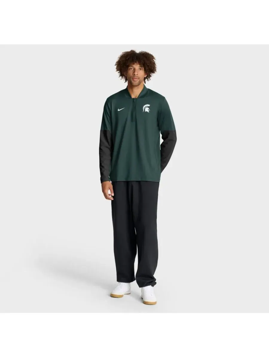 Nike Мужская зеленая толстовка с застежкой-молнией до середины груди Michigan State Spartans One — изображение 3 из 5