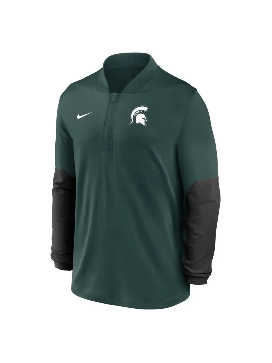 Nike Мужская зеленая толстовка с застежкой-молнией до середины груди Michigan State Spartans One — изображение 4 из 5