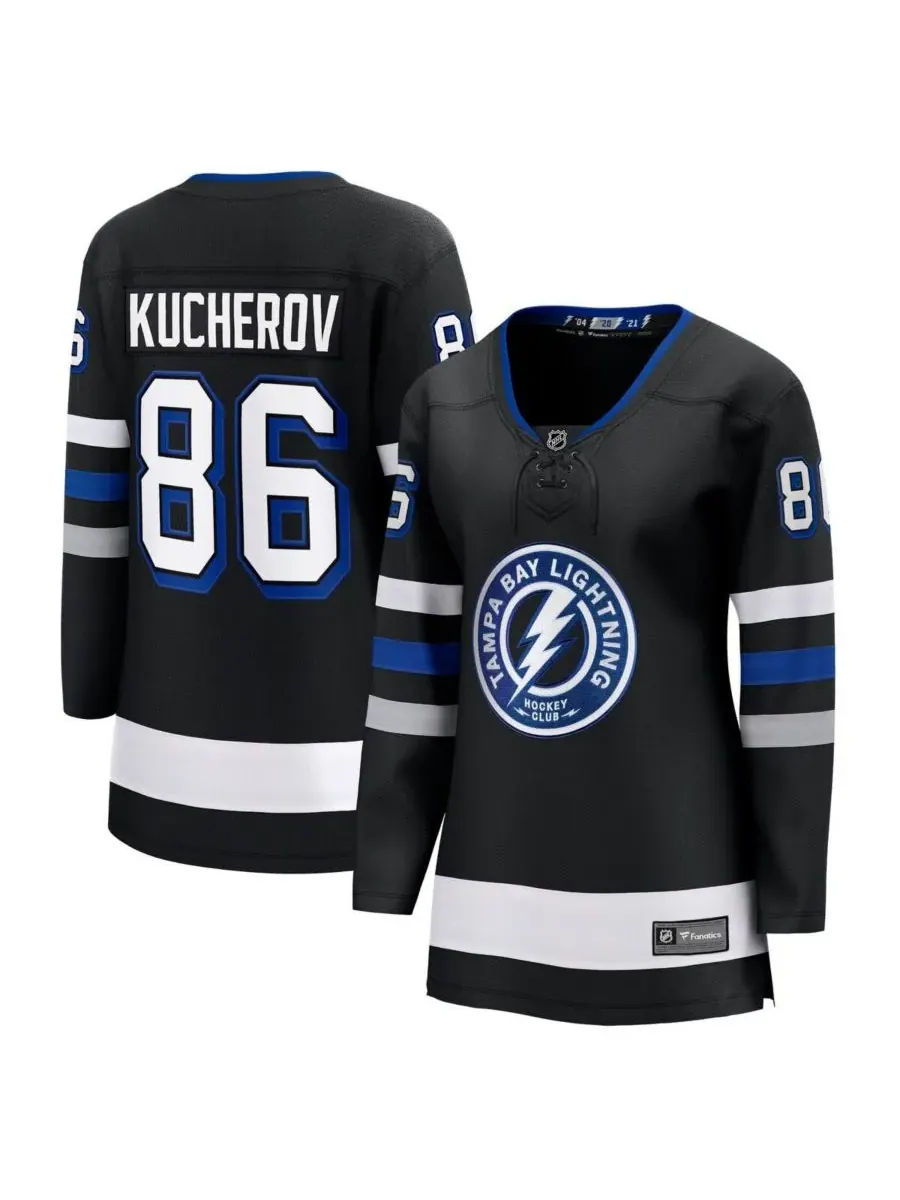 Authentic NHL Apparel Женская футболка Fanatics Никита Кучеров, черная, Tampa Bay Lightning — изображение 1 из 3, черный