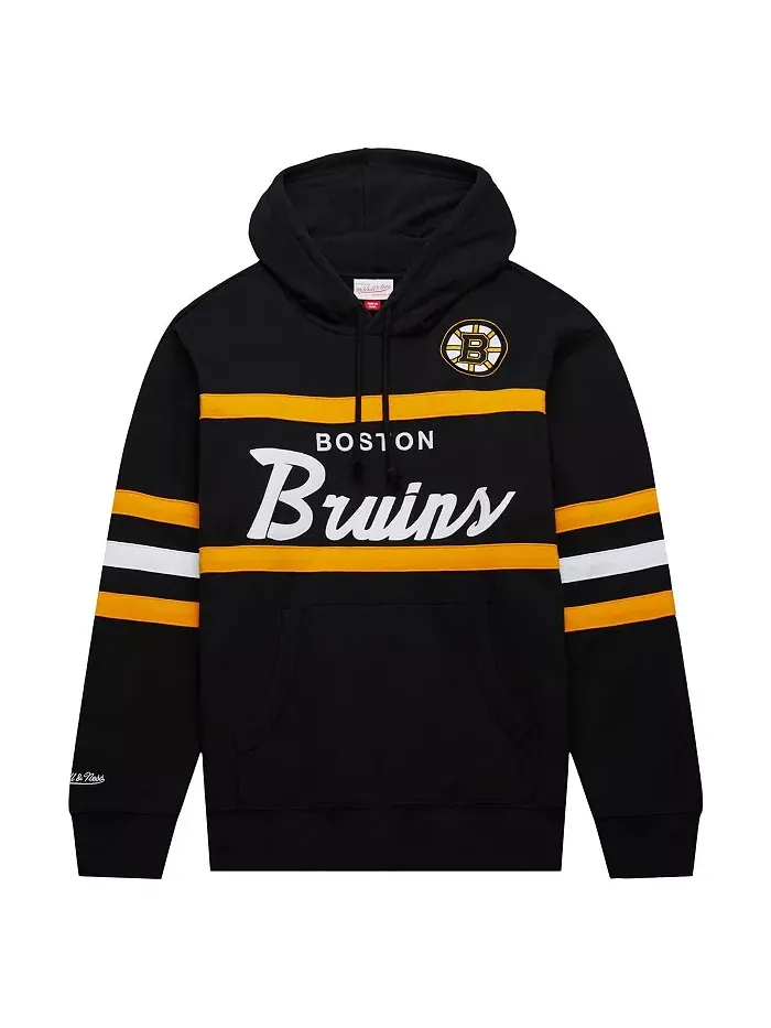 Мужская черная толстовка с капюшоном Head Coach Boston Bruins Mitchell & Ness — изображение 2 из 4