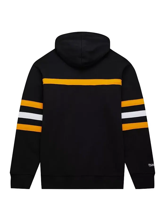 Мужская черная толстовка с капюшоном Head Coach Boston Bruins Mitchell & Ness — изображение 3 из 4