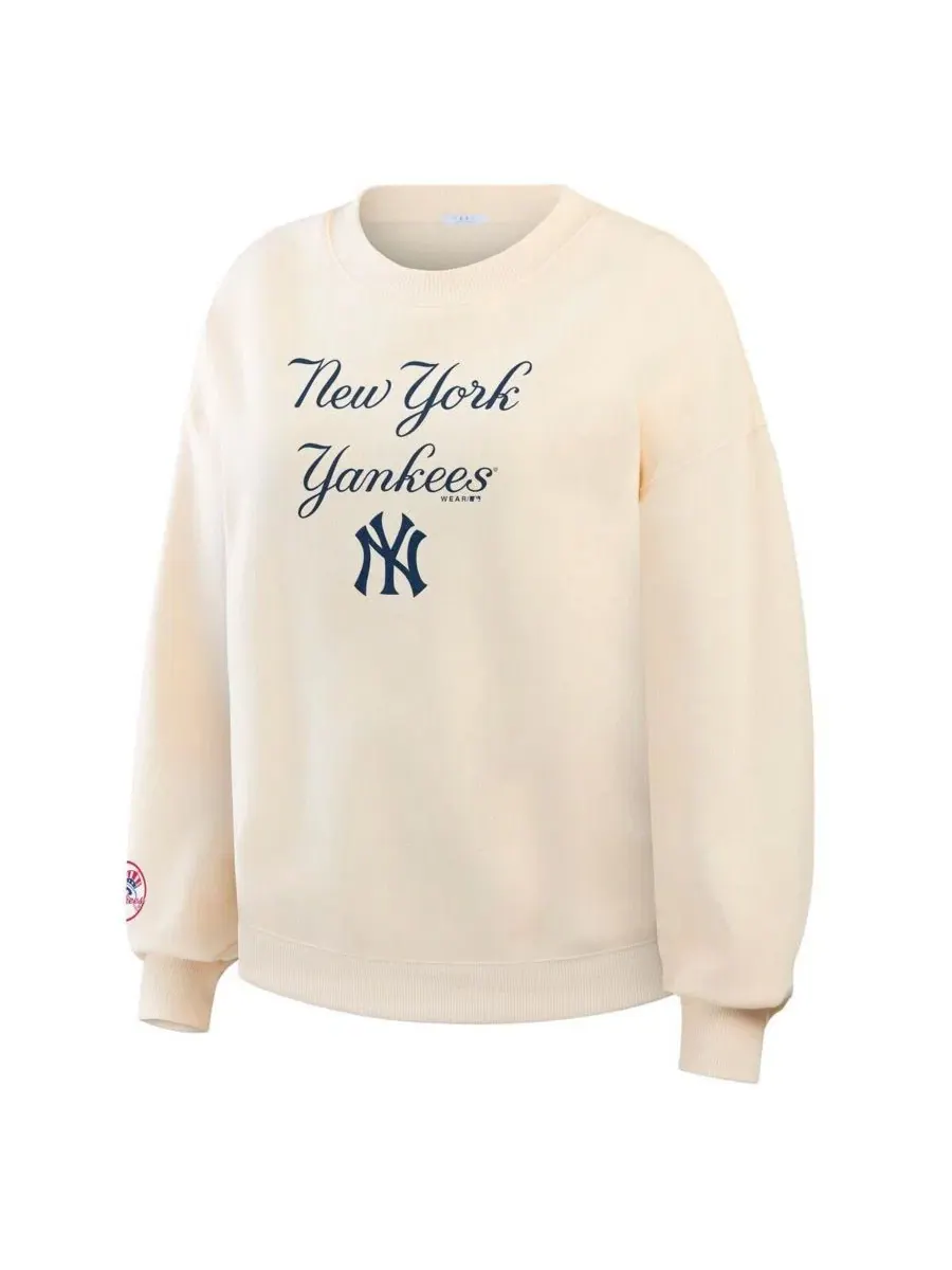 Женская кремовая толстовка с круглым вырезом и символикой команды New York Yankees Wear By Erin — изображение 3 из 6, бежевый