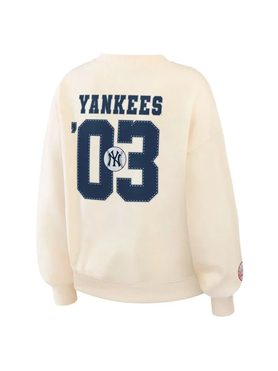 Женская кремовая толстовка с круглым вырезом и символикой команды New York Yankees Wear By Erin — изображение 4 из 6, бежевый