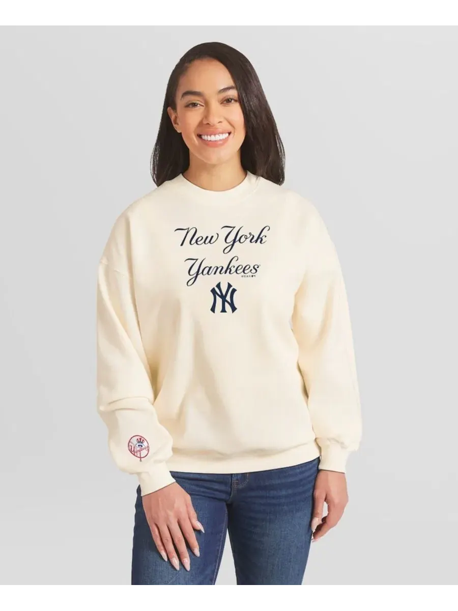 Женская кремовая толстовка с круглым вырезом и символикой команды New York Yankees Wear By Erin — изображение 6 из 6, бежевый