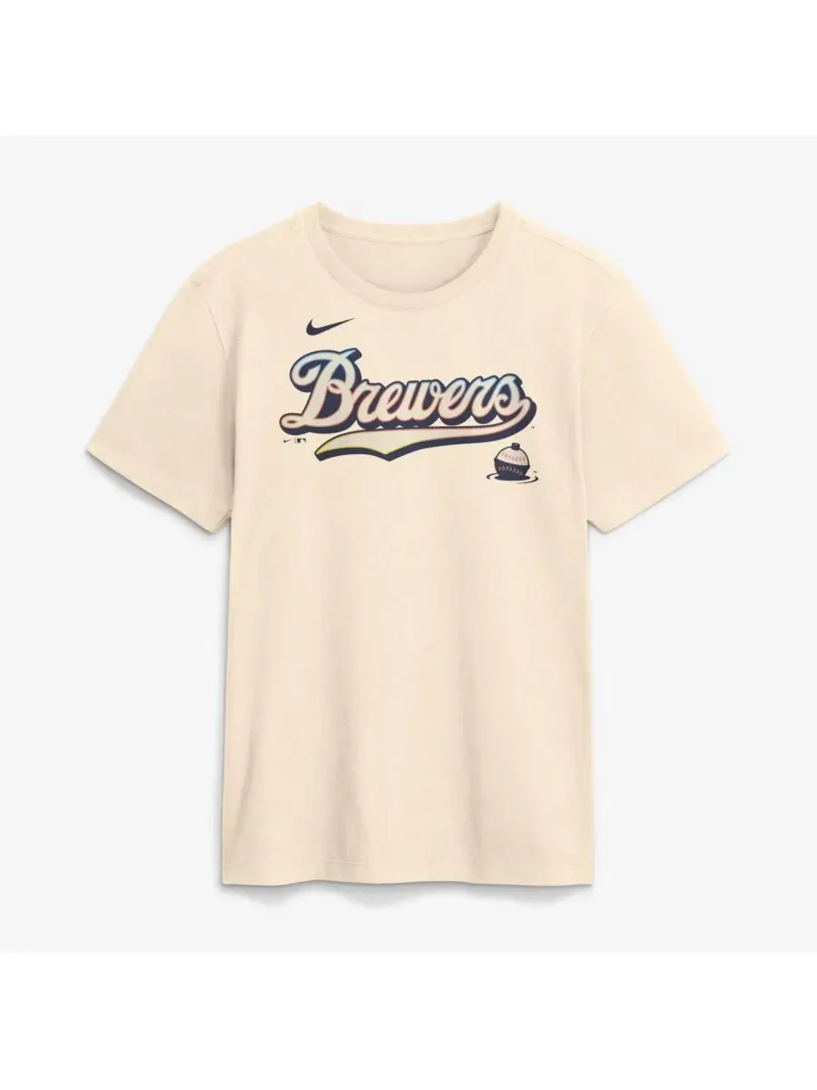 Мужская кремовая футболка Milwaukee Brewers с логотипом City Connect 2026 Nike — изображение 1 из 2, бежевый