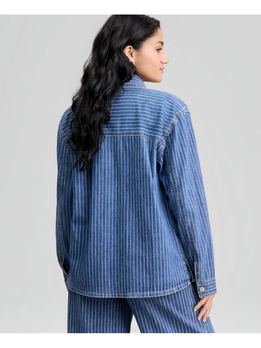 Женская джинсовая рубашка оверсайз And Now This, Railroad Stripe — изображение 4 из 4