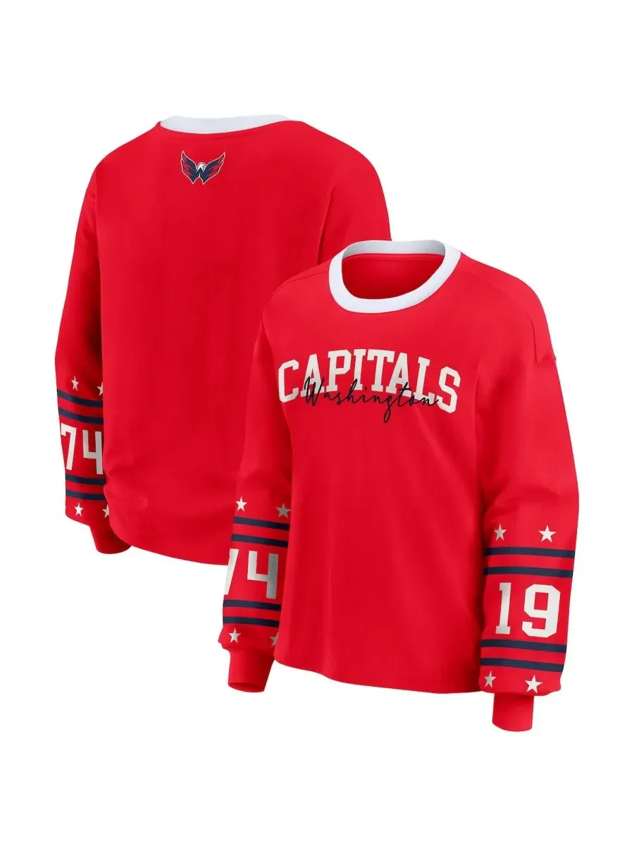 Женская футболка с длинным рукавом с принтом Washington Capitals WEAR by Erin Andrews — изображение 1 из 5, красный
