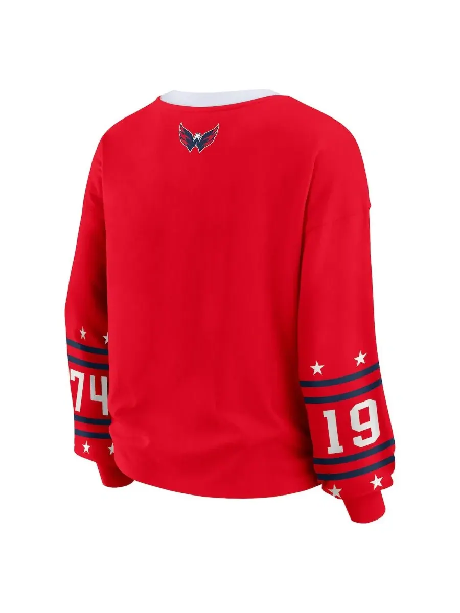 Женская футболка с длинным рукавом с принтом Washington Capitals WEAR by Erin Andrews — изображение 3 из 5, красный