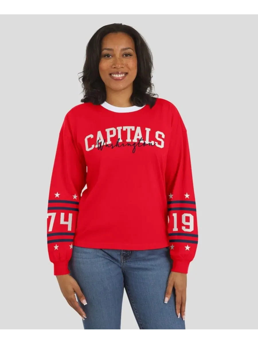 Женская футболка с длинным рукавом с принтом Washington Capitals WEAR by Erin Andrews — изображение 4 из 5, красный