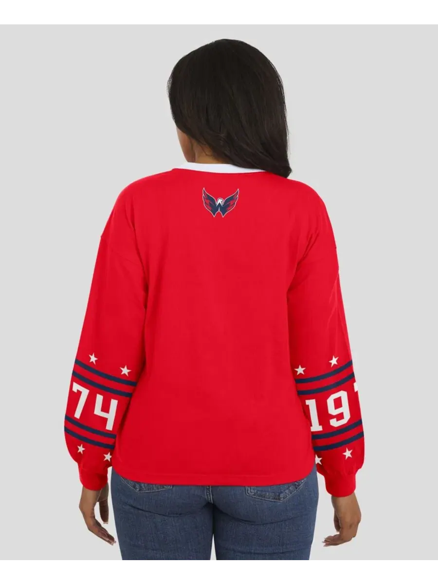 Женская футболка с длинным рукавом с принтом Washington Capitals WEAR by Erin Andrews — изображение 5 из 5, красный