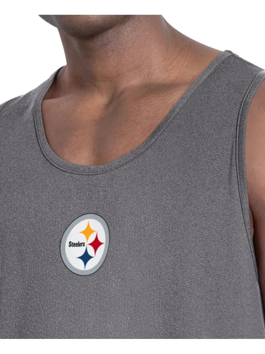 Мужской топ-безрукавка с принтом Pittsburgh Steelers Energy MSX by Michael Strahan — изображение 3 из 4, темно-серый