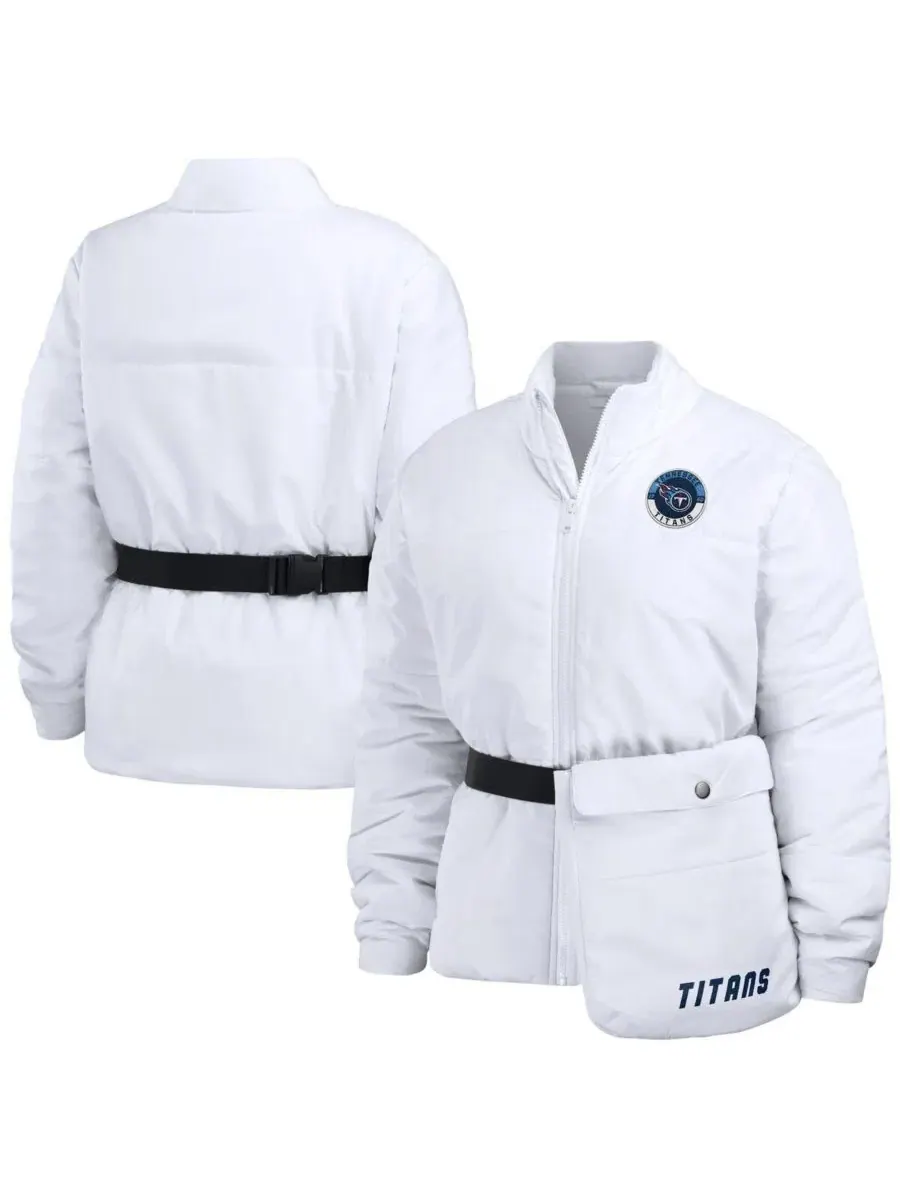 Женская куртка-пуховик с капюшоном, с принтом, Tennessee Titans WEAR by Erin Andrews — изображение 1 из 5, белый