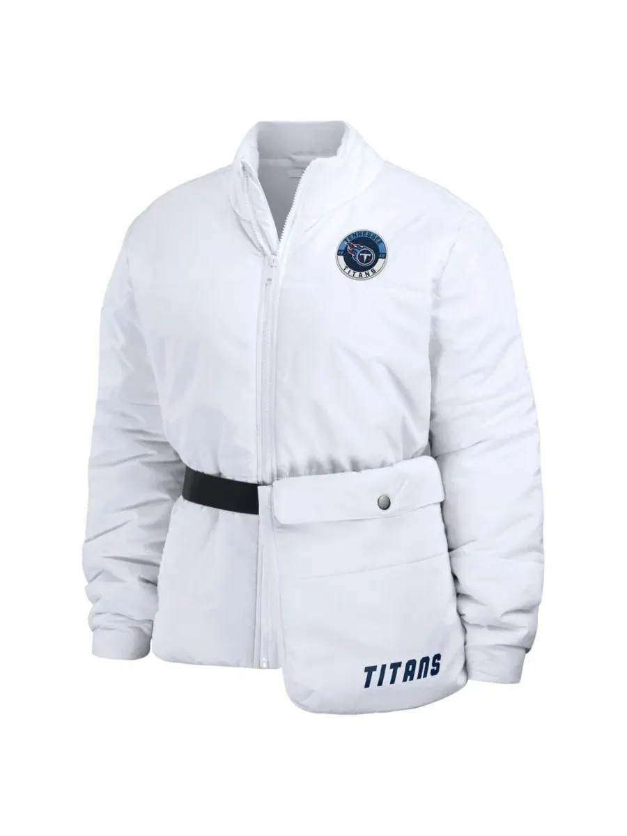 Женская куртка-пуховик с капюшоном, с принтом, Tennessee Titans WEAR by Erin Andrews — изображение 2 из 5, белый