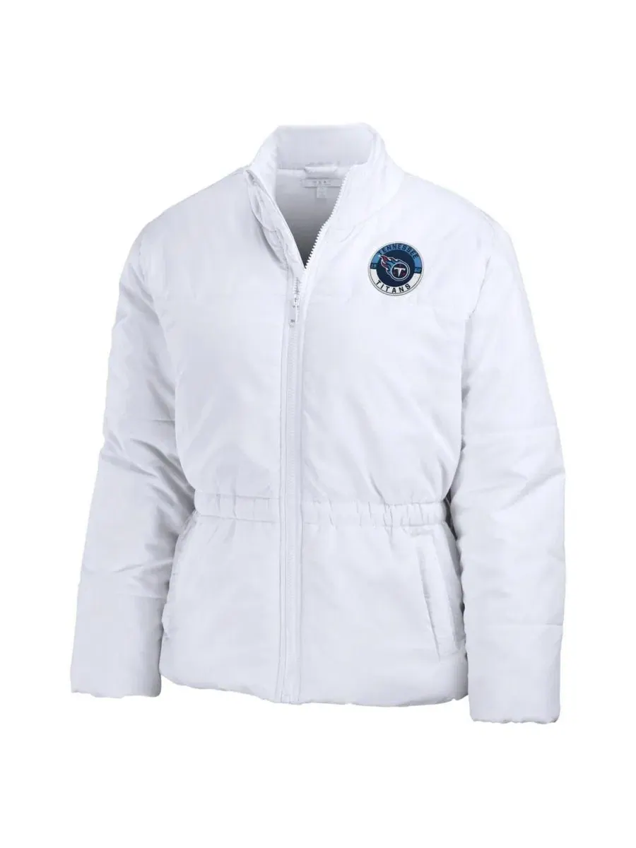 Женская куртка-пуховик с капюшоном, с принтом, Tennessee Titans WEAR by Erin Andrews — изображение 4 из 5, белый