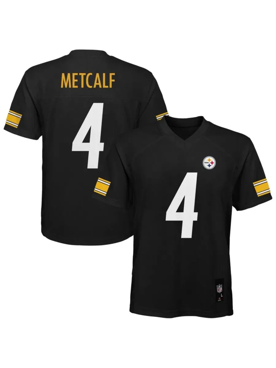 Детская футболка с длинным рукавом DK Metcalf Black Pittsburgh Steelers Replica Jersey Outerstuff — изображение 1 из 3