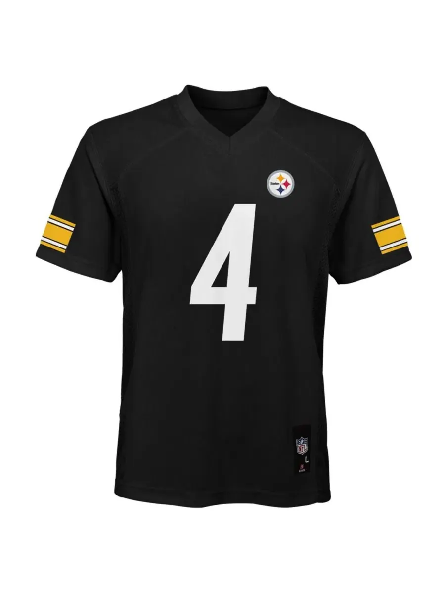 Детская футболка с длинным рукавом DK Metcalf Black Pittsburgh Steelers Replica Jersey Outerstuff — изображение 2 из 3