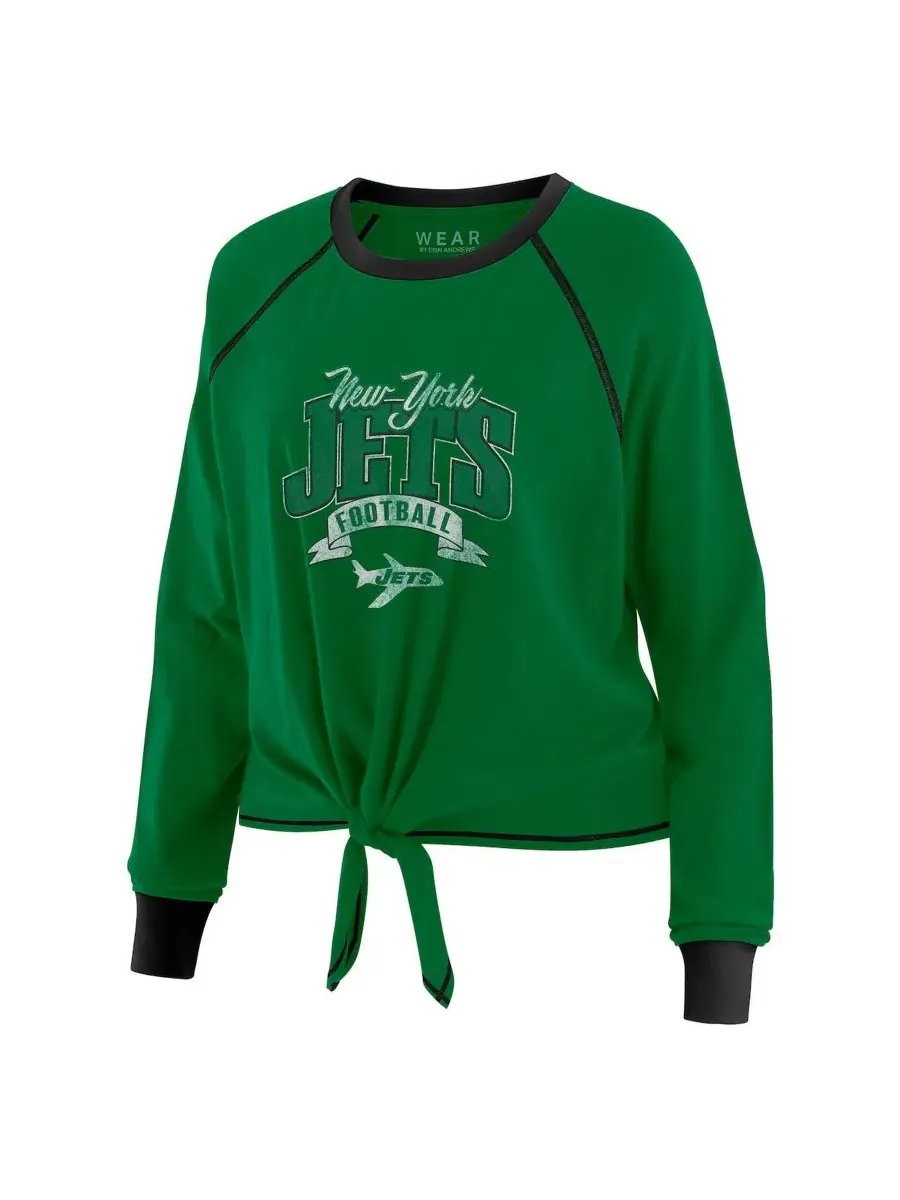 Женский топ с длинным рукавом и завязками спереди New York Jets WEAR by Erin Andrews — изображение 2 из 4, зеленый