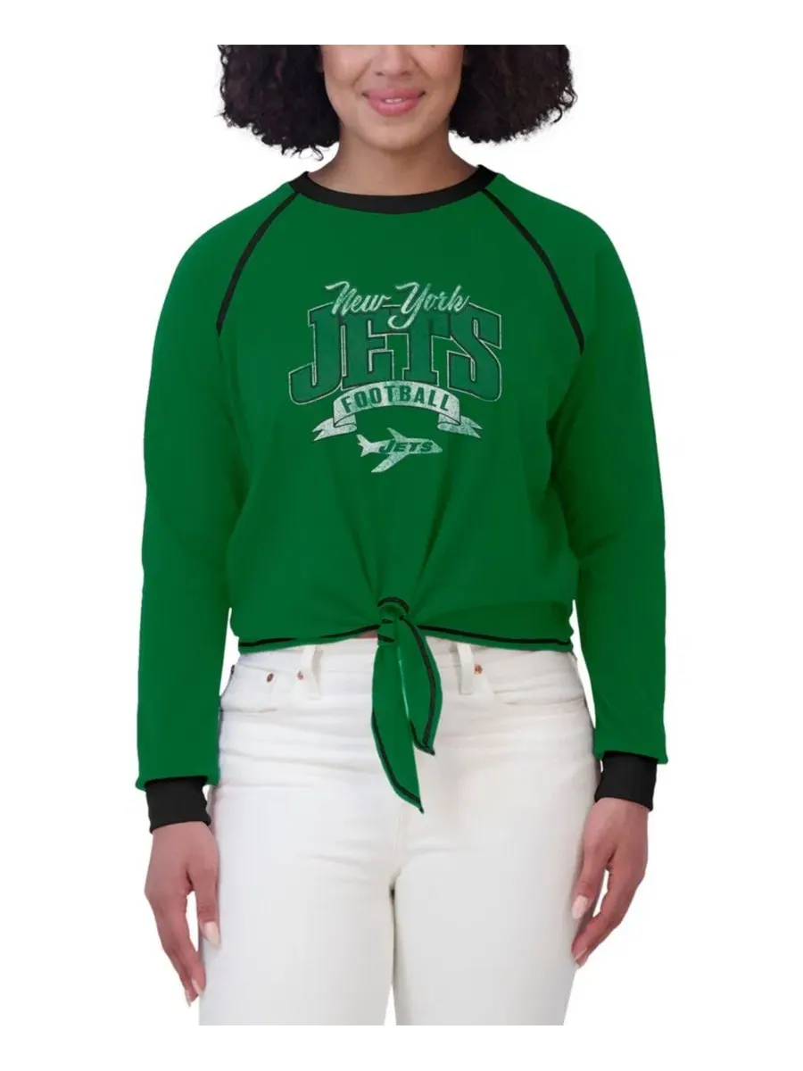 Женский топ с длинным рукавом и завязками спереди New York Jets WEAR by Erin Andrews — изображение 4 из 4, зеленый