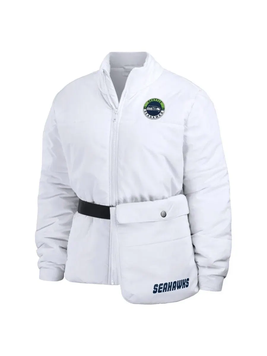 Женская куртка-пуховик с принтом Seattle Seahawks, модель Packaway Full-Zip WEAR by Erin Andrews — изображение 2 из 5, белый