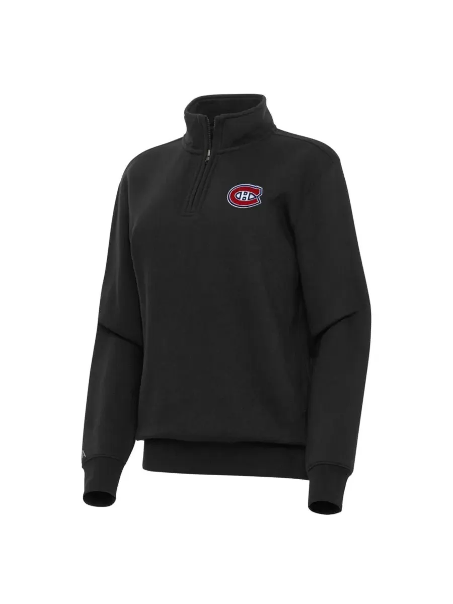 Женский свитшот с четверть-молнией Victory Black Montreal Canadiens Antigua — изображение 1 из 1, черный