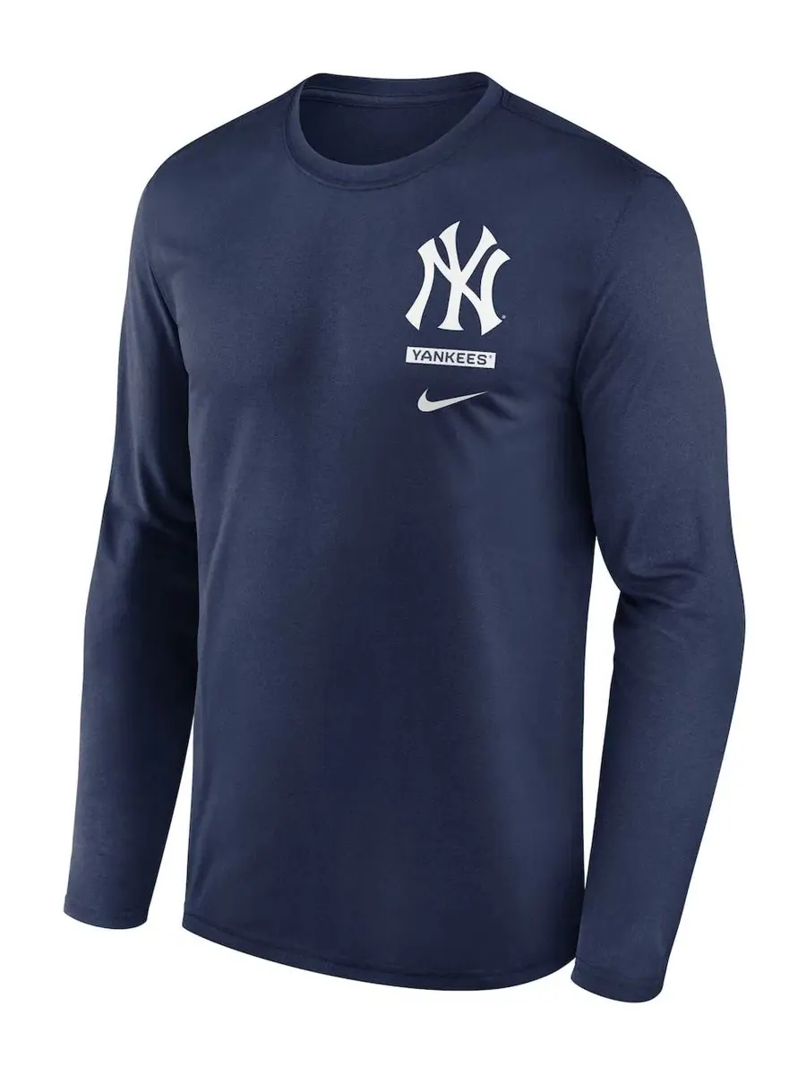 Футболка с длинным рукавом New York Yankees 2-Hit Legend Dri-FIT Nike — изображение 1 из 5, темно-синий