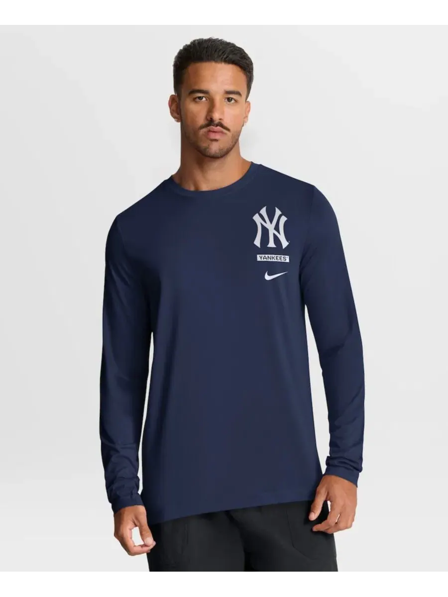 Футболка с длинным рукавом New York Yankees 2-Hit Legend Dri-FIT Nike — изображение 2 из 5, темно-синий