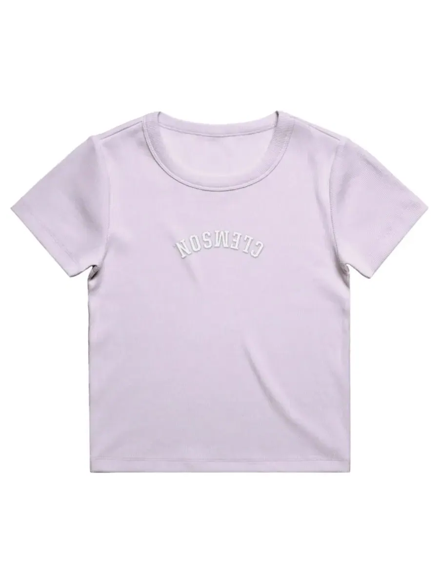 Женская футболка-кроп с вышивкой Clemson Tigers Uscape Apparel — изображение 2 из 2, фиолетовый